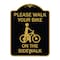 Signmission Pavement Stencil Please Walk Your Bike on Sidewalk, Black & Gold Alum Sign, 18" x 24", BG-1824-23338 A-DES-BG-1824-23338 - alternate 1